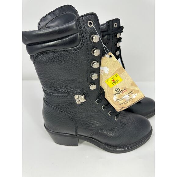 Double-H Opanka Packer Lacer Boots Black Leather NEW Women’s Size 6 Western Work - Picture 1 of 8
